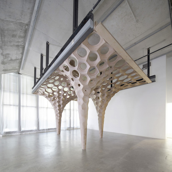 La Voûte de LeFevre Installation, Matter Studio, digital fabrication, plywood sculpture, patterns