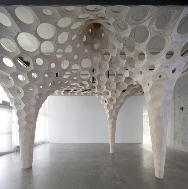 La Voûte de LeFevre Installation, Matter Studio, digital fabrication, plywood sculpture, patterns