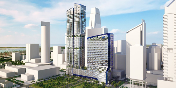 UIC building UN Studio, mixed-use highrise, hexagonal facade, facade pattern, singapore architecture