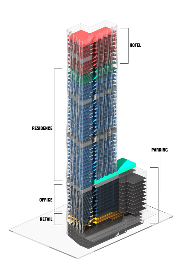 Rojkind Aqutectos, mexico city architecture, innovative tower, residential skyscraper, reforma 432, urban scale, mixed use skyscraper