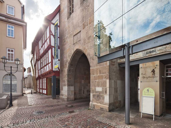 german contemporary architecture, Museum of Historical Marksmanship, half-timbered structure, timber architecture, reconstruction design, exhibition space, museum architecture