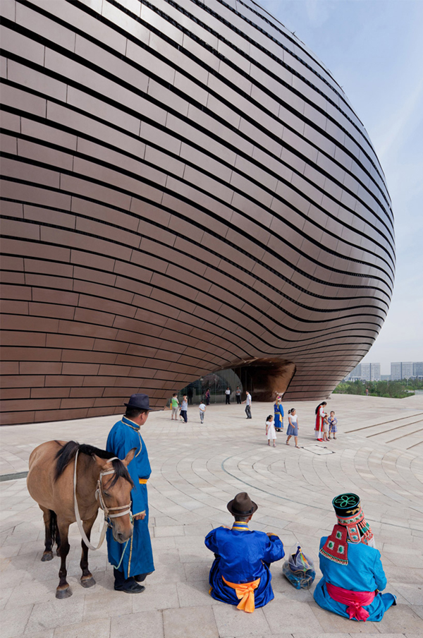 Ordos Museum, Ordos, MAD Architects, Mongolia, China, museum design, master plan, metal louvers, polished metal cladding, Gobi Desert