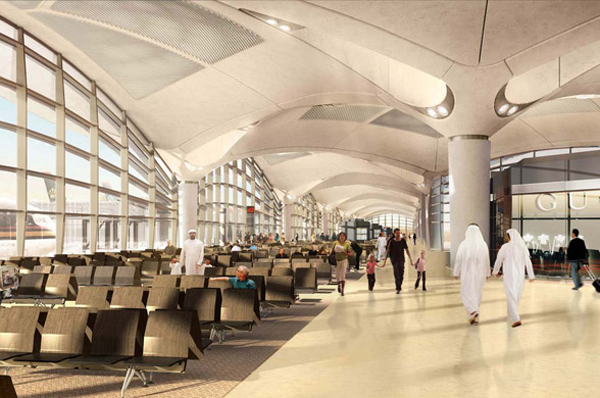 Queen Alia International Airport, Amman, Jordan, Foster + Partners, passive design, passive environmental control, thermal mass, concrete, modular design, tessellated canopy, sustainable design