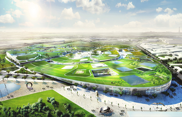 EuropaCity, BIG, architectural competition, France, Île-de-France, Transsolar, sustainable design, geothermal energy, hybrid design, green tech implementations