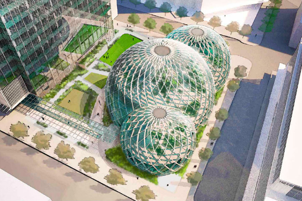 NBBJ, Amazon Seattle Headquarters, Seattle, US, Amazon, green design, sustainable design, dome, sustainable building, solar power