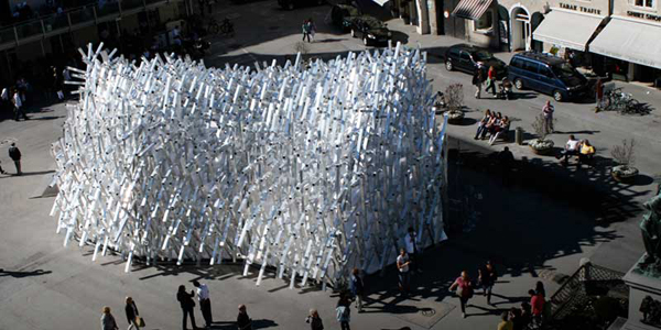 Temporary Art Pavilion, temporary structure, contemporary art, Salzburg, Austria, Austrian State of Salzburg, Soma Architecture, mass-like structure, aluminum, conglomerate, aggregation