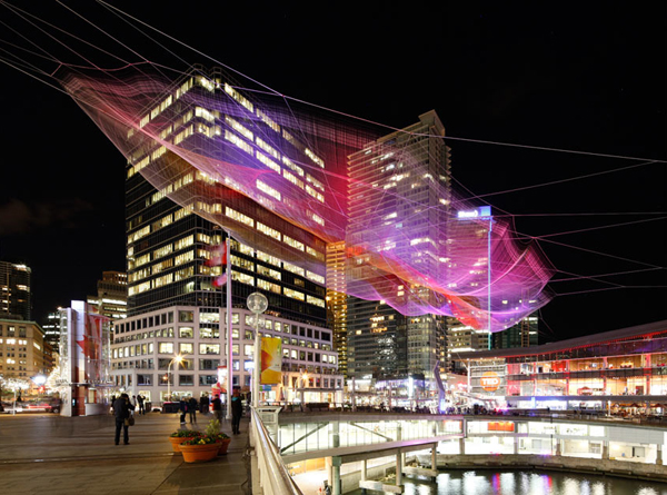 Echelman, large span, installation, fibers, soft fibers, large scale, autodesk, TED Conference, ted, Vancouver Convention Center, Canada, Vancouver, Aaron Koblin, google