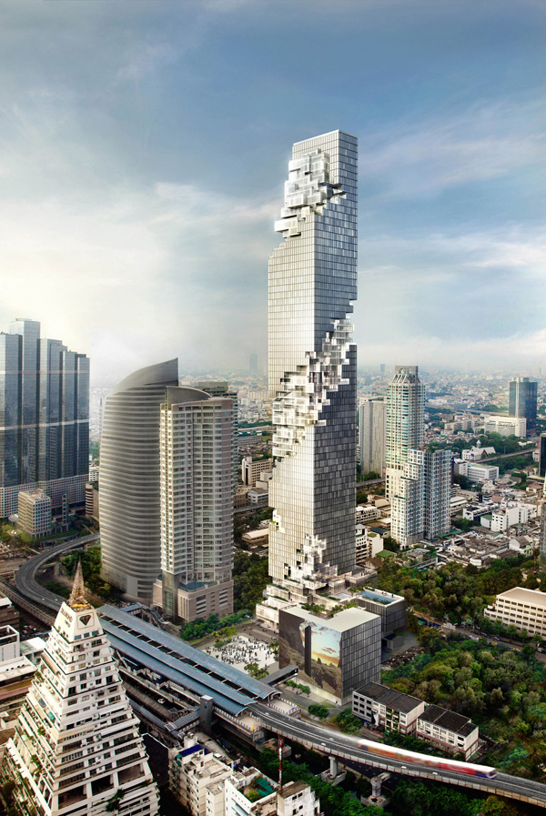 Sustainable design, oma, Ole Scheeren, MahaNakhon, Bangkok, Thailand, business district, plaza, tower, mixed-use, high rise