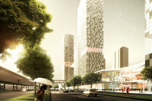 Sustainable design, mecanoo, tanglang, china, Shenzhen, towers, skyscraper, economy, retail, shopping, mall, mixed-use, complex