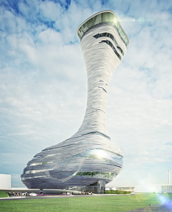 Airport Traffic Control Tower That Looks Like a Seagull
