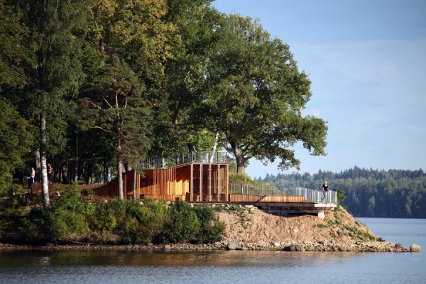 Wood View Terrace And Pavilion In An Isolated Island In Latvia
