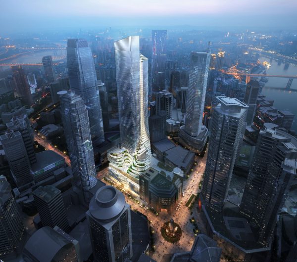 Dynamic Skyscraper Planned For Chongqing Fuses To Plinth As A Liquid Transformation