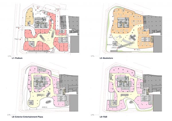 Chongqing Xinhua Bookstore Group Jiefangbei Book City Mixed-use Project, Chongqing, China, by Aedas_10_Floor Plans