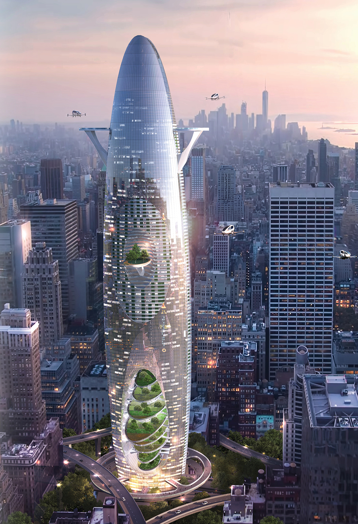 A panoramic view of a Vertical Sustainable City