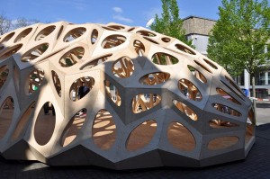 Bowoos Temporary Pavilion, Saarland University, marine biodiversity, lightweight material, wooden pavilion, shell-like structure, student work, german contemporary architecture